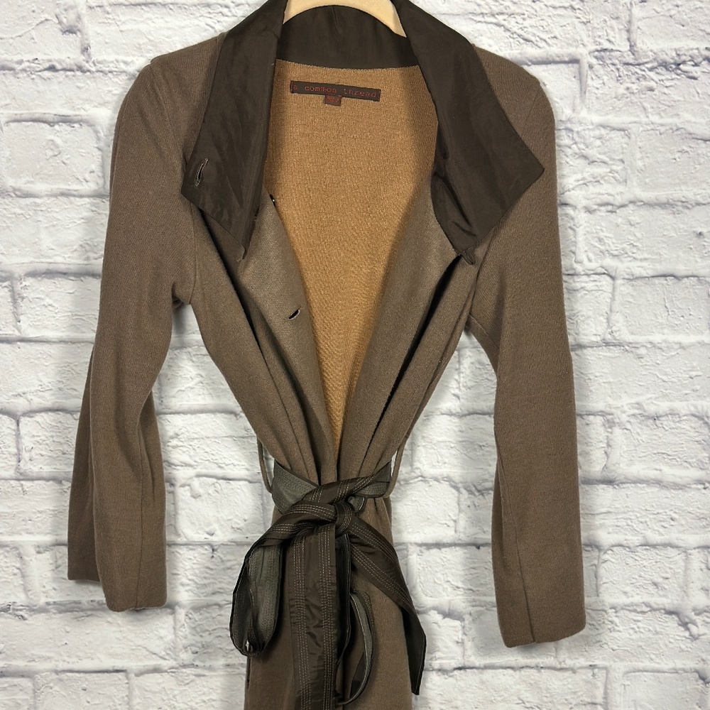 Common Threads Belted‎ Sweater Coat / Duster Cardigan – Neutral Taupe – Size (M)